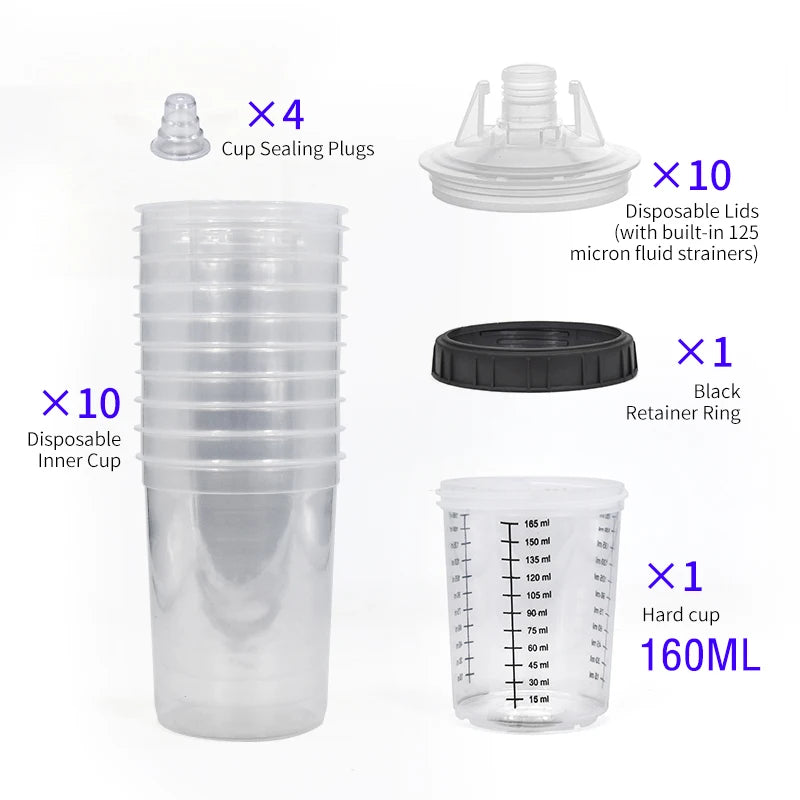Disposable Paint Mixing Cup System – 160-800ml Graduated Spray Gun Cups