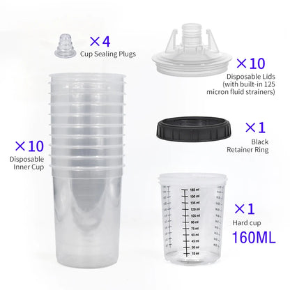 Disposable Paint Mixing Cup System – 160-800ml Graduated Spray Gun Cups