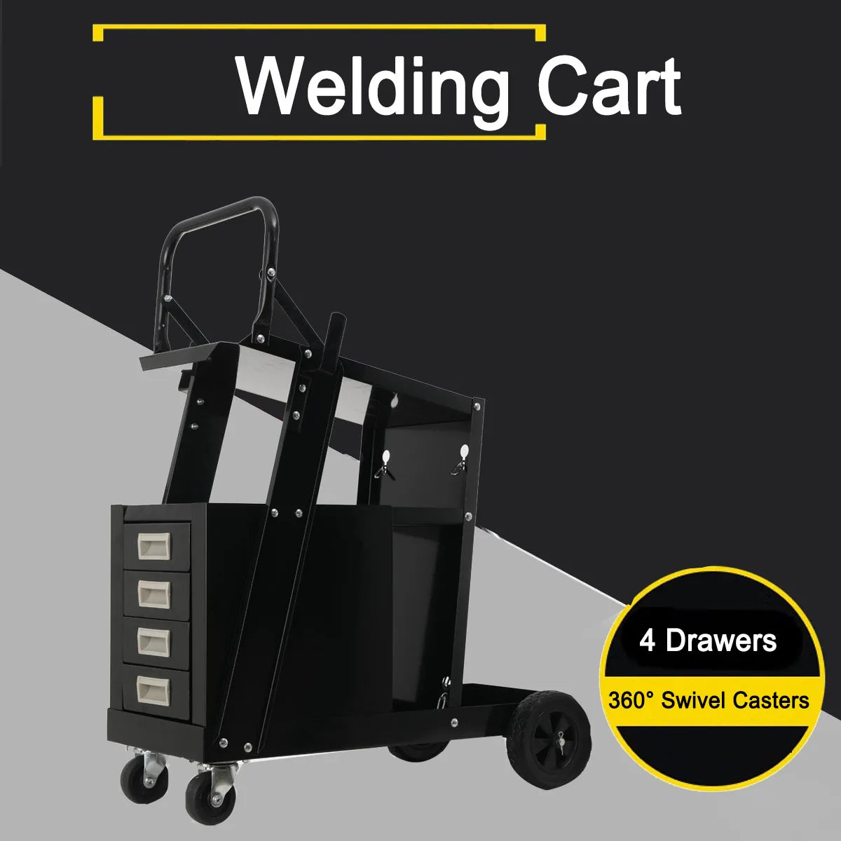 Heavy Duty Rolling Welding Cart 360° swivel wheels with 4 Drawers Welding Carts 70kg Portable Metal Tool Organizer