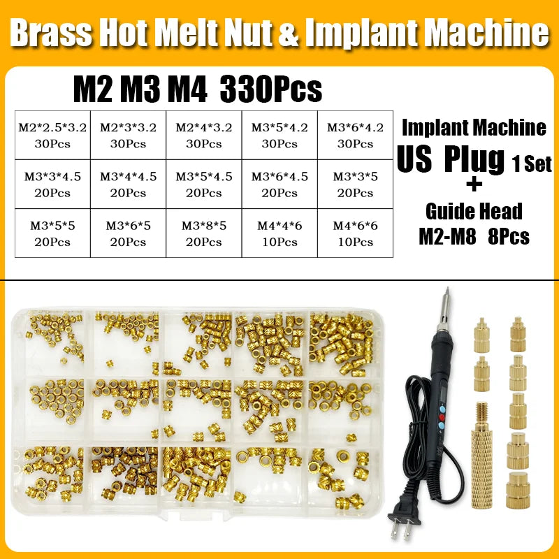 Screw Thread Hot Insert M2/2.5/3/4/5/6/8 Brass Knurled Nut Implant Machine