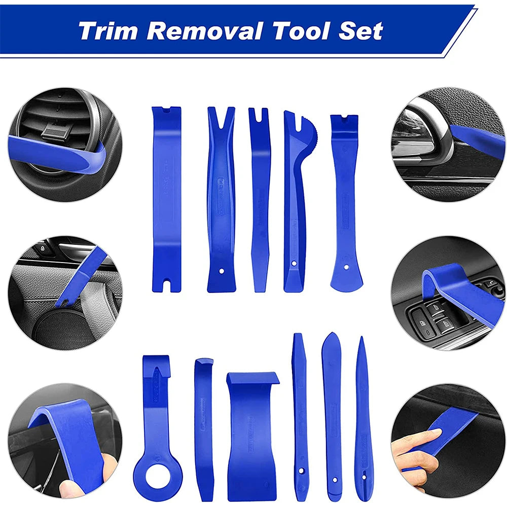 Pry Tool Kit (Blue) - Car Interior Removal Kit, Easy To Pry Fasteners ,Door Clips And More