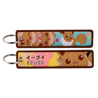 Embrioded Keychain - Pokemon Anime, Pikachu,Squirtle, Eevee, Snorlax, Bulbasaur and more