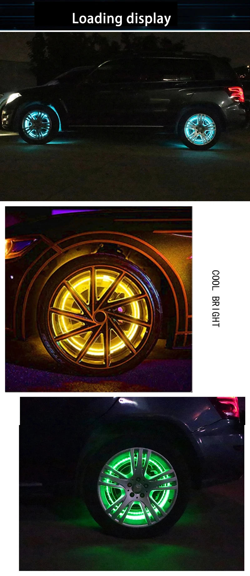 Car Hub Wheel Ring APP/Remote Control RGB Kit Waterproof LED Light