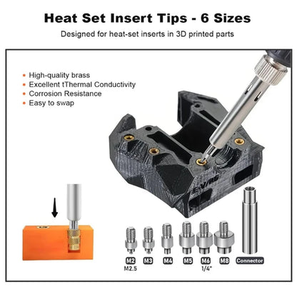 Screw Thread Hot Insert M2/2.5/3/4/5/6 Brass Knurled Nut Implant  for Plastic 3D Printing Assortment Kit