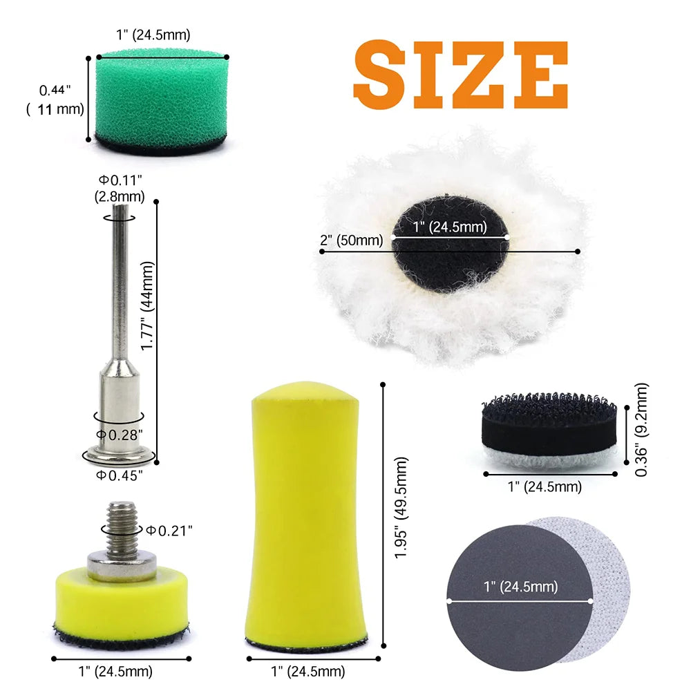 Sanding Discs Hook and Loop, 25mm/1 Inch 191 PCS, Wet Dry Sandpaper with 3mm Shank Backing Pad Polishing Pads and Interface Pad