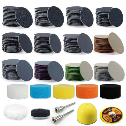 Sanding Discs Hook and Loop, 25mm/1 Inch 191 PCS, Wet Dry Sandpaper with 3mm Shank Backing Pad Polishing Pads and Interface Pad