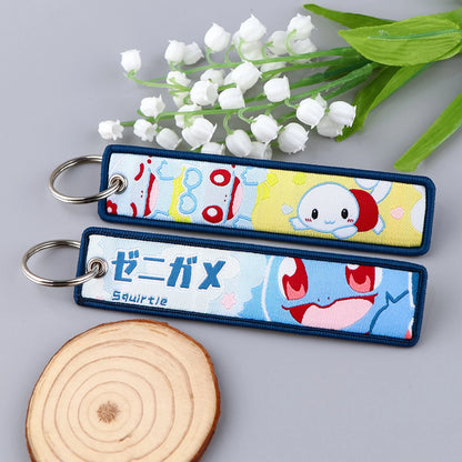 Embrioded Keychain - Pokemon Anime, Pikachu,Squirtle, Eevee, Snorlax, Bulbasaur and more
