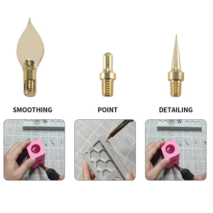 9-Piece Heat Insert & Finishing Tip Set – Brass Soldering Iron Tips for 3D Printing