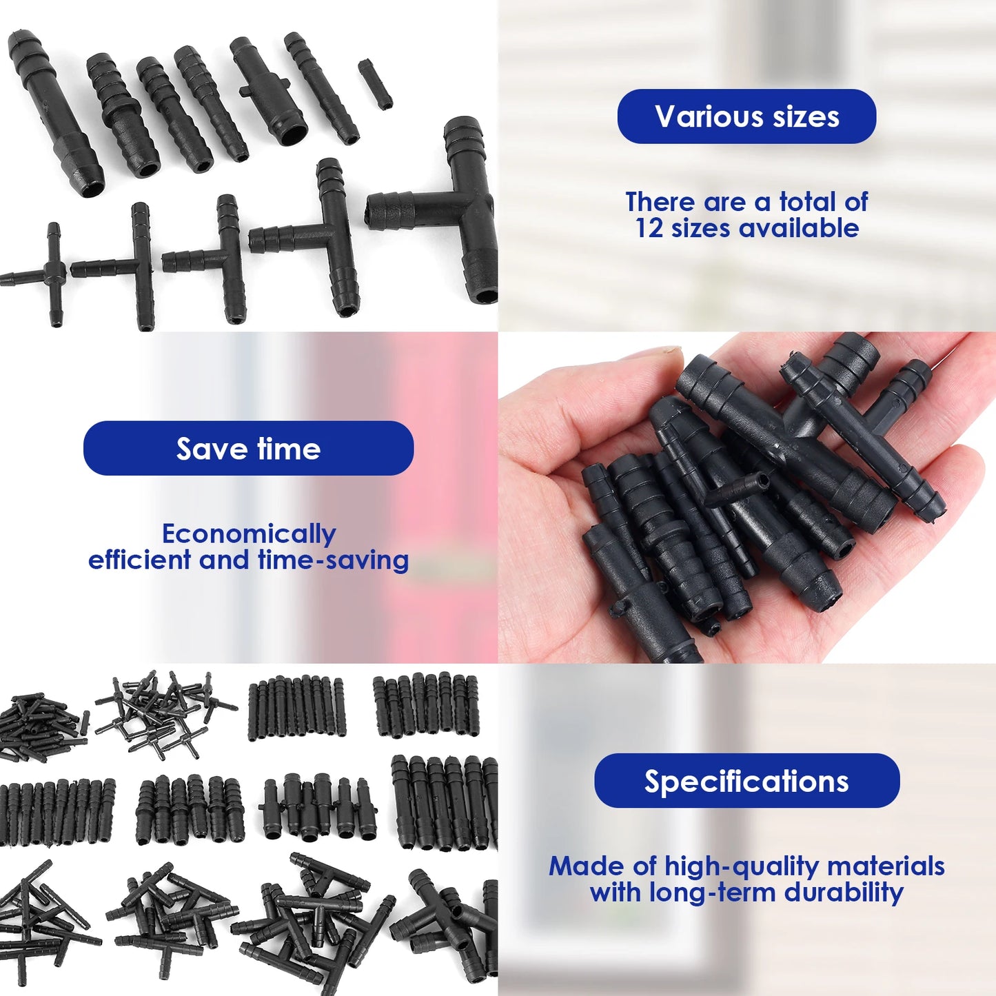 Plastic Hose & Pipe Joints, Vacuum & Water Connector Assortment 128Pcs