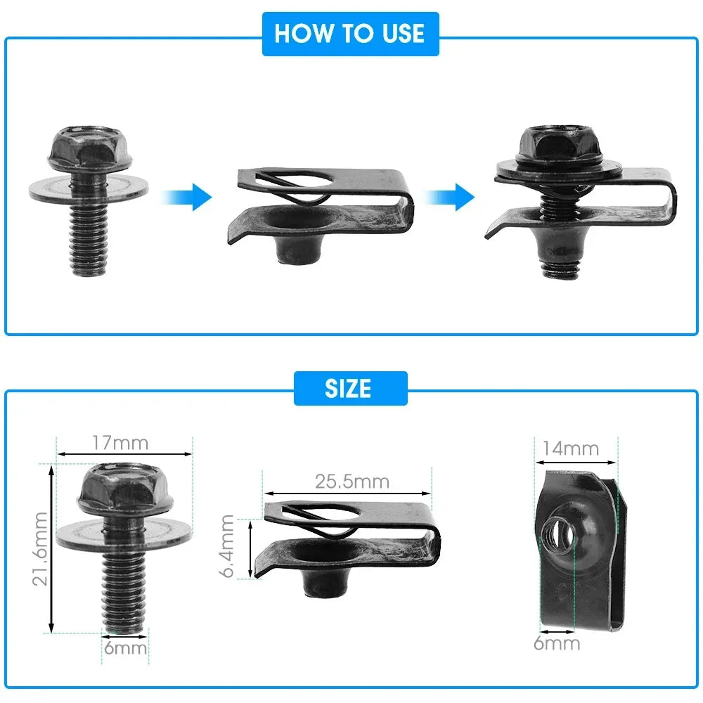 Car Body U-Type Nut Clips M6
