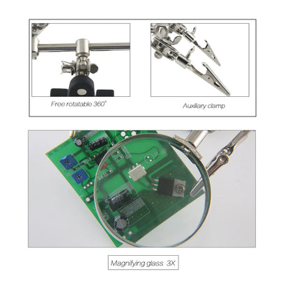 5X Helping Hands Magnifier Stand – Adjustable Alligator Clips for Soldering & Wiring Repair