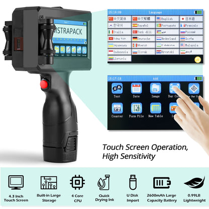 Handheld Inkjet Printer Gun for Text QR Barcode Batch Number Logo Date Label