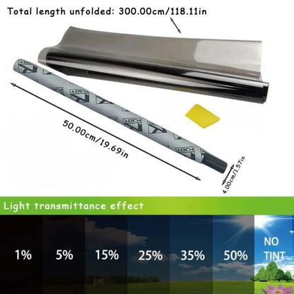 Car Window Tint Film – VLT Black Solar & UV Protection Roll, 3m x 50cm