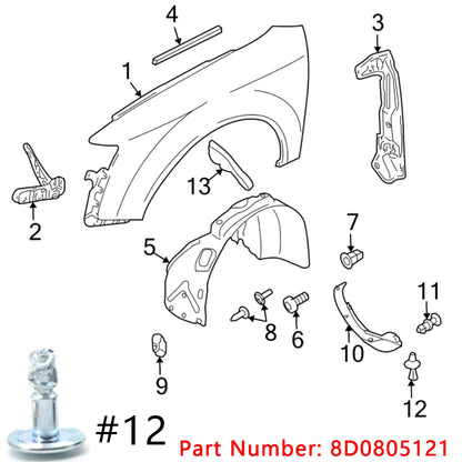 Screw Fasteners for VAG, VW, Audi, Skoda, Radiator Support, Undertrey, Splash Shield  no.8D0805960 no.8D0805121
