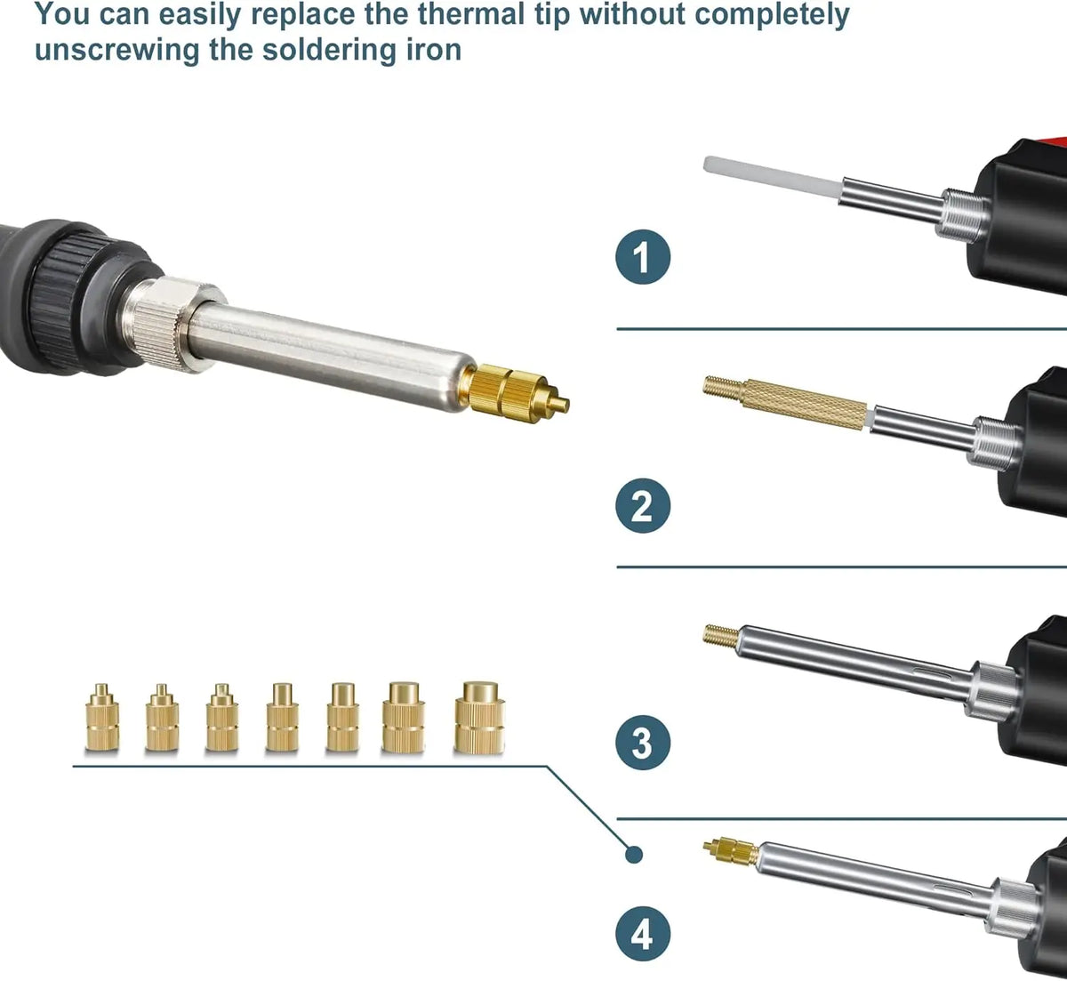 Heat Set Insert Soldering Iron Kit – M2-M6 Brass Threaded Inserts for 3D Printing & Plastic Repair