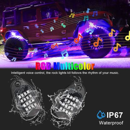 Car Chassis Light  RGB LED APP Control Music Sync 4/6/8pc