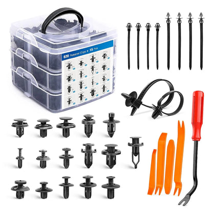 Push Retainer Mixed 13 Sizes Box, Bumper, Door Panel, interior Liner for All Cars & Vans