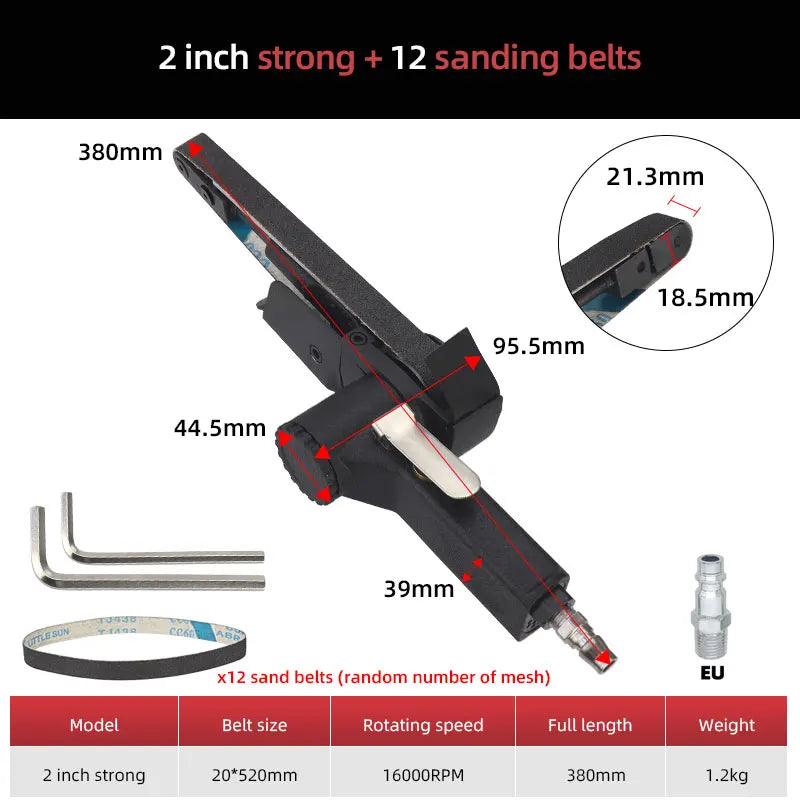 HIFESON Pneumatic Belt Sander – 10mm/20mm Air Roller Polisher for Metal & Bodywork