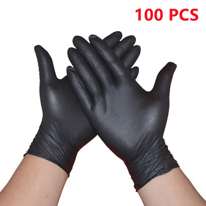 100pcs Black Nitrile Gloves – Disposable Textured Mechanic Gloves, Latex-Free