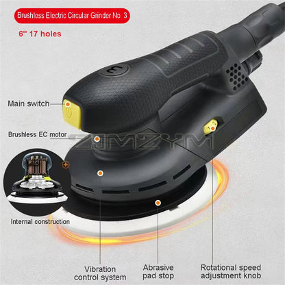 Electric Circular DA Sander Machine 150mm 6inch 17 holes Variable Speed