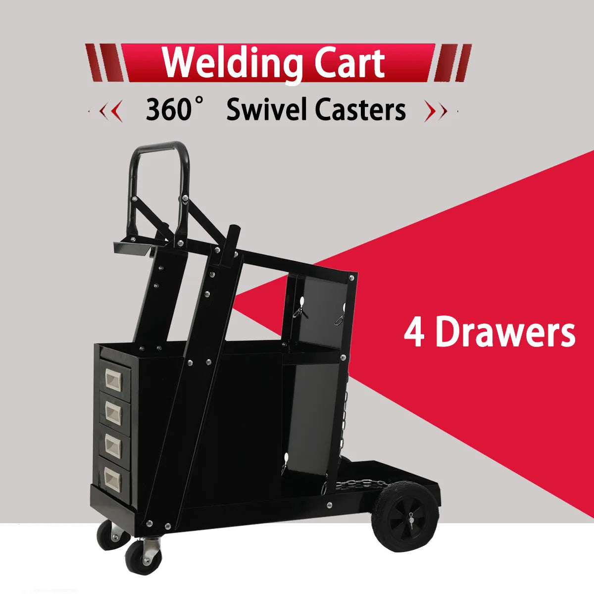 Heavy Duty Rolling Welding Cart 360° swivel wheels with 4 Drawers Welding Carts 70kg Portable Metal Tool Organizer