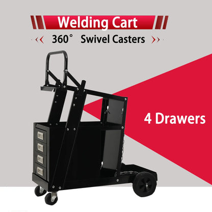 Heavy Duty Rolling Welding Cart 360° swivel wheels with 4 Drawers Welding Carts 70kg Portable Metal Tool Organizer