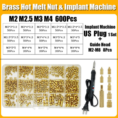 Screw Thread Hot Insert M2/2.5/3/4/5/6/8 Brass Knurled Nut Implant Machine