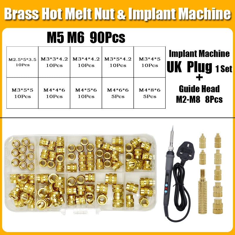 Screw Thread Hot Insert M2/2.5/3/4/5/6/8 Brass Knurled Nut Implant Machine