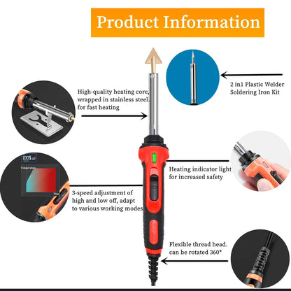 Car Bumper Repair Soldering Iron Tool 50W/100W, Adjustable Temperature Welding Rework Station