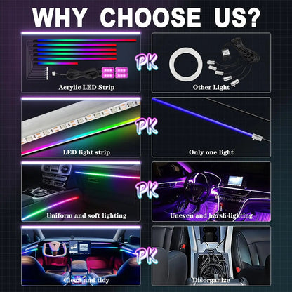Car Ambient Interior lighting - App Control 22 In1 Full Color RGB Led Strip