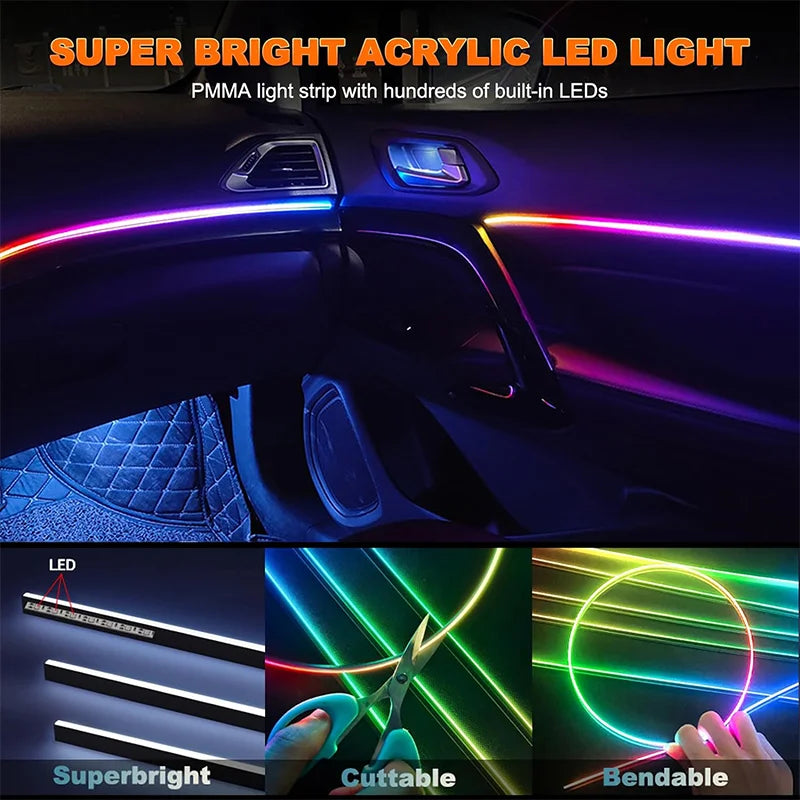 Car Ambient Interior lighting - App Control 22 In1 Full Color RGB Led Strip
