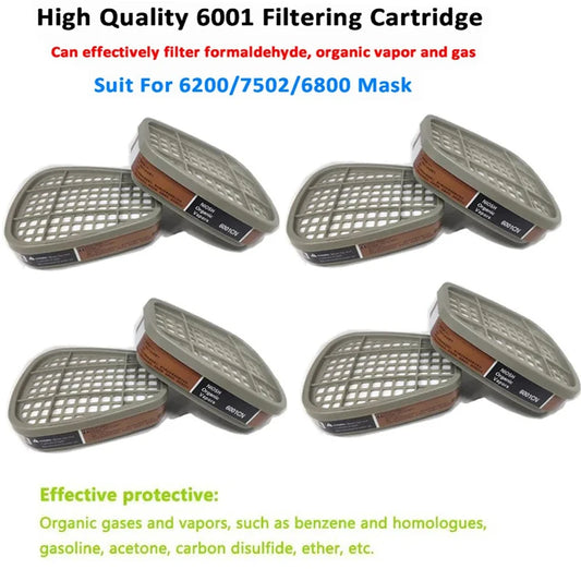 BULK 6001 Filter Cartridge 5N11 Dustproof Cotton, Fit For 3M 6200/7502/6800 Gas Mask Chemical Painting Spray Respirator