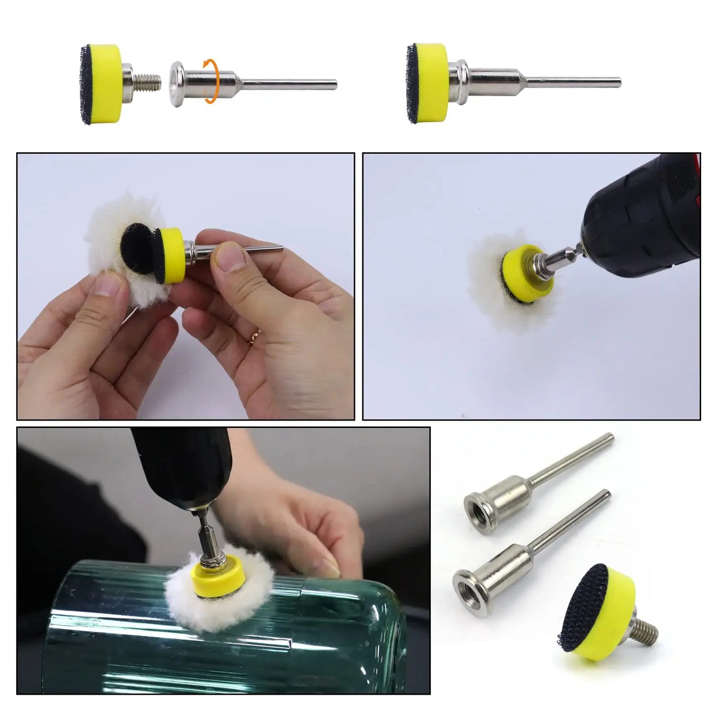 Sanding Discs Hook and Loop, 25mm/1 Inch 191 PCS, Wet Dry Sandpaper with 3mm Shank Backing Pad Polishing Pads and Interface Pad