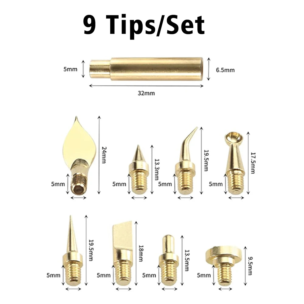 9-in-1 Soldering & Pyrography Pen Kit – Heat Set Inserts, Wood Burning & Engraving Tips