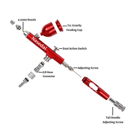 Dual-Action Airbrush Gun 0.3mm – Gravity Feed Spray Gun for Custom Paint & Detail Work