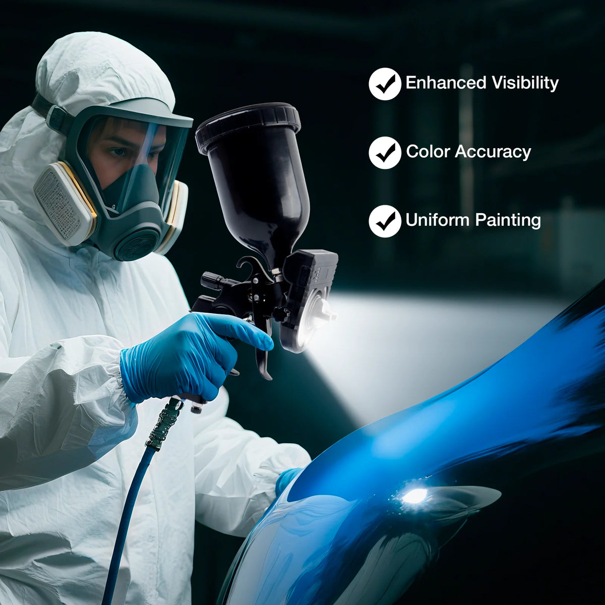 LED Spray Gun Paint Light – Adjustable 5-Color Rechargeable Work Lamp