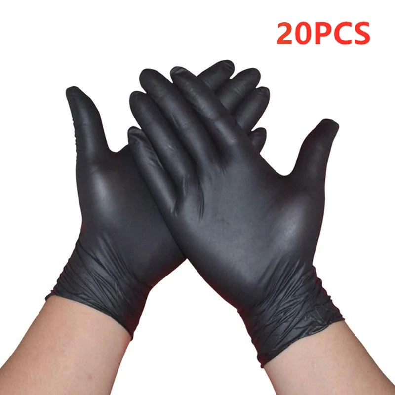 100pcs Black Nitrile Gloves – Disposable Textured Mechanic Gloves, Latex-Free