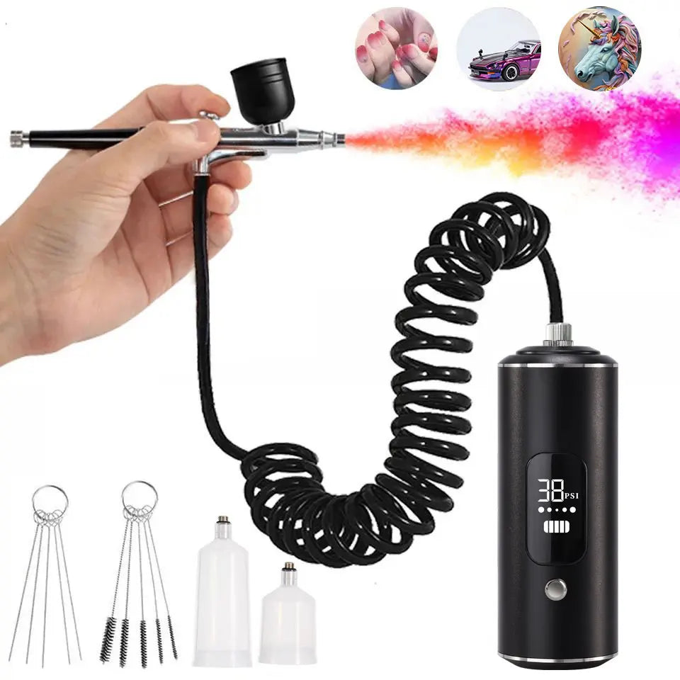 Portable Airbrush with Built-In Compressor – Rechargeable Kit for Custom Paint & Detailing
