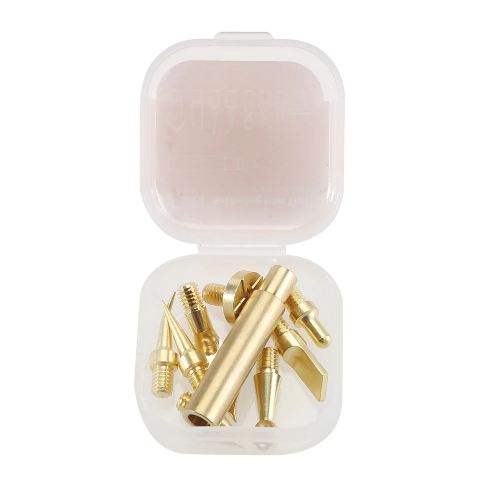 9-Piece Heat Insert & Finishing Tip Set – Brass Soldering Iron Tips for 3D Printing