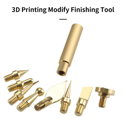 9-Piece Heat Insert & Finishing Tip Set – Brass Soldering Iron Tips for 3D Printing