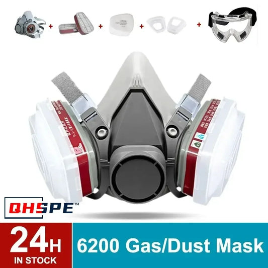 Reusable Respirator, Gas Mask with Cotton Filter & Goggles for Painting
