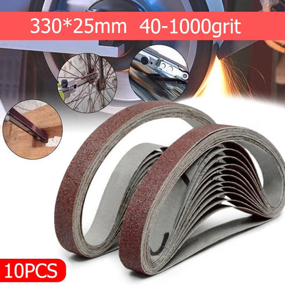 Grinding/Sanding Belts 10Pcs 25x330mm 40-1000Grit