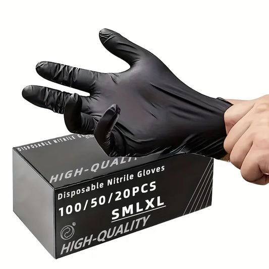 Black Nitrile Gloves 100/50/20PCS, Thickened Disposable Gloves