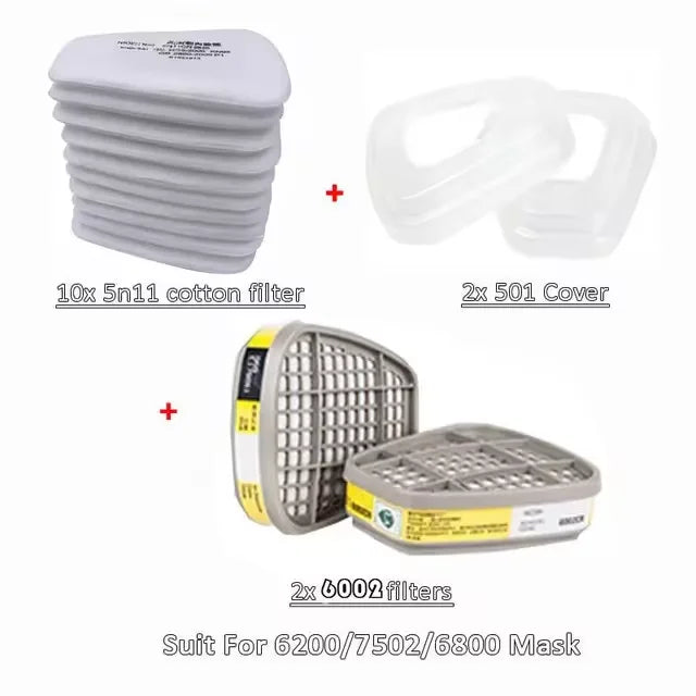 6001/6002/6004 Filter Cartridge 5N11 Dustproof Cotton, Fit For 3M 6200/7502/6800 Gas Mask Chemical Painting Spray Respirator