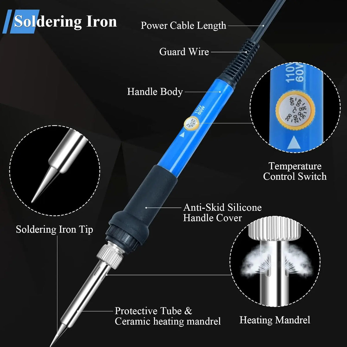 Heat Set Insert Soldering Iron Kit – M2-M6 Brass Threaded Inserts for 3D Printing & Plastic Repair