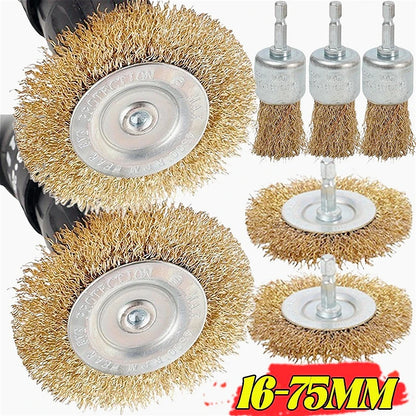Polish Steel Wire Brush Hexagonal Handle Electric Rust Removal Brush High-speed Rotation Welding Point Polishing Tool Accessory