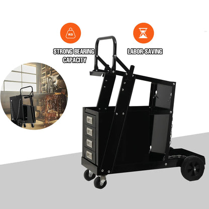 Heavy Duty Rolling Welding Cart 360° swivel wheels with 4 Drawers Welding Carts 70kg Portable Metal Tool Organizer
