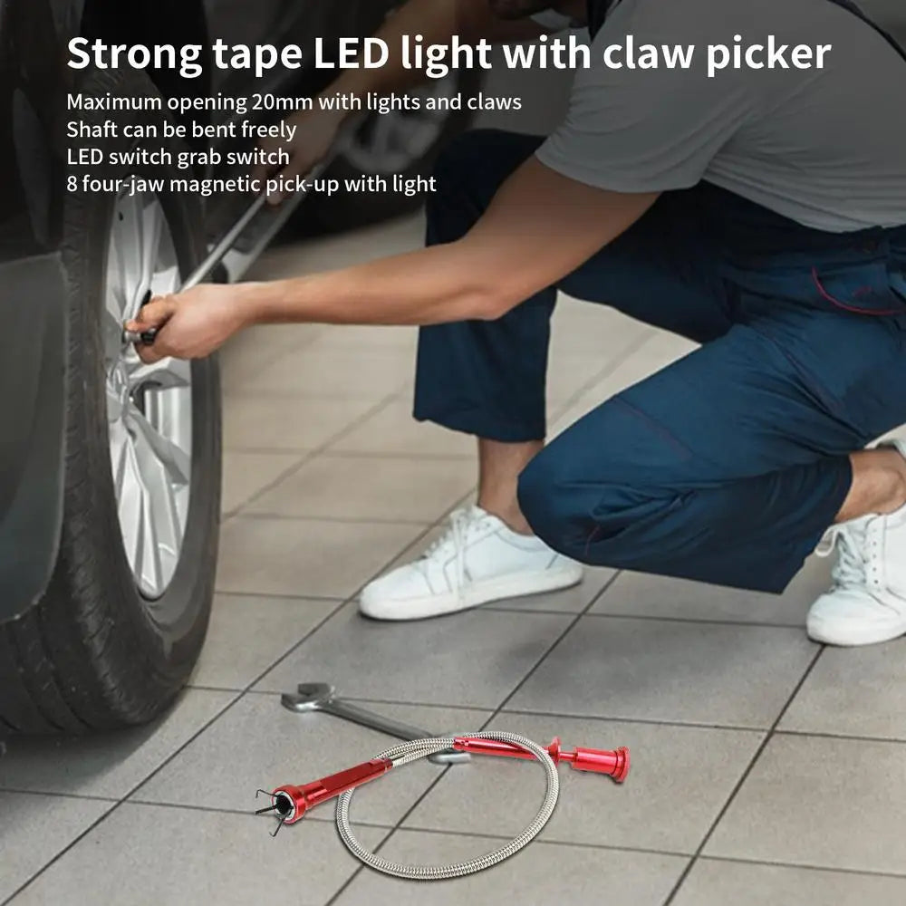 4-Claw Extendable Magnet Pickup Tool, Sewer Unclogger, Telescopic With Led Lights