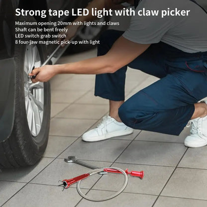 4-Claw Extendable Magnet Pickup Tool, Sewer Unclogger, Telescopic With Led Lights