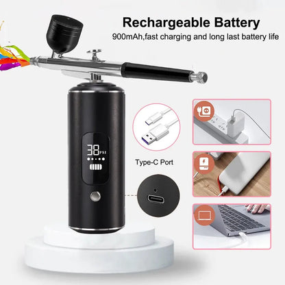 Portable Airbrush with Built-In Compressor – Rechargeable Kit for Custom Paint & Detailing
